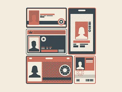 ID Cards 2 color badge card cards id id cards identity lanyard profile retro two color