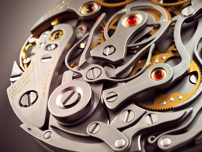 Uhrwerk 3d c4d cg cinema 4d cinema4d clock clockwork movement render vray watch