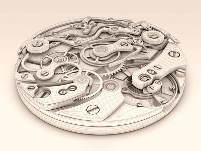 Uhrwerk Wire 3d c4d cg cinema 4d cinema4d clockwork model movement render watch wireframe