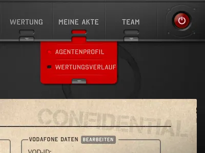 Confidential Interface agent dark dropdown steel