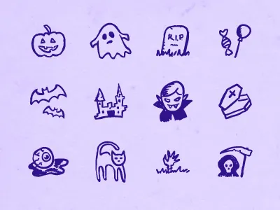 Hand-drawn Halloween Icons black doodle halloween hatchers holiday icons ink pen sketch