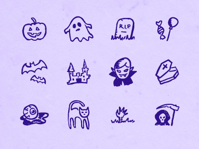 Hand-drawn Halloween Icons black doodle halloween hatchers holiday icons ink pen sketch