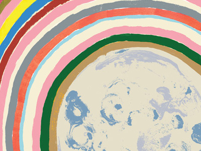 Man on the Moon illustration moon rainbow
