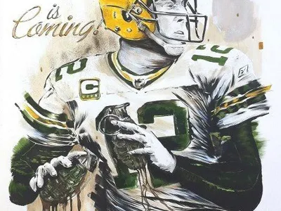 Aaron Rodgers acrylic athlete color colour football greenbay illustration nfl packers pencil portrait sports