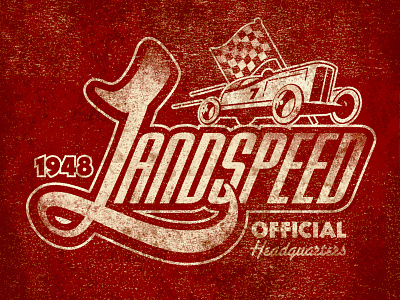 landspeed2 car checkered flag distressed hot rod lettering racing retro rust texture typography vintage