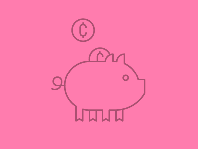 Oink bank coins icon illustration oink pig piggy tail