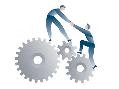Help illustration concept blue corporate engine gear help illustration people