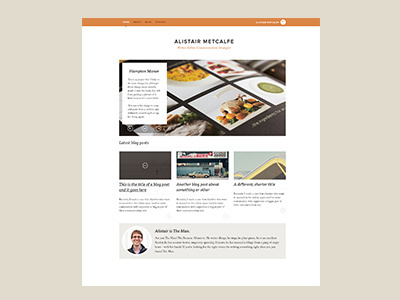 Alistair Metcalfe blog blog grid minimal orange portfolio website wordpress