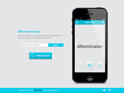 dNominator App landing page app coming dnominator ios iphone landing page sign soon up website