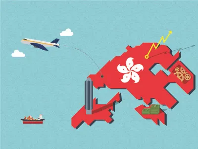 Singapore financial illustration retro singapore