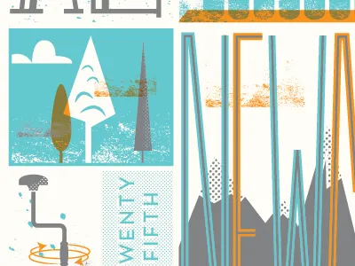 AC Newman century clouds custom typography hand drill instruction mid mountains neutra texture trees vintage