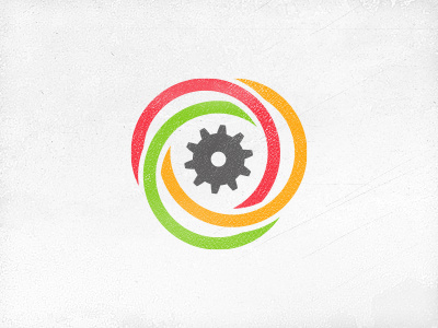 Cog black circles cog colours green grunge identity logo pattern red rejected vector yellow