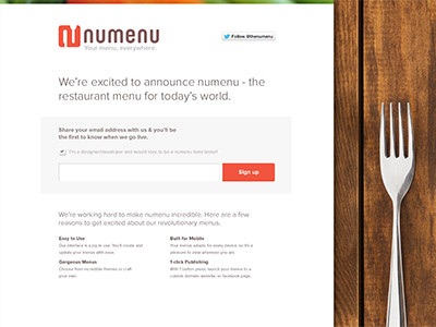 Numenu Teaser fork menu numenu restaurant service utensil wood