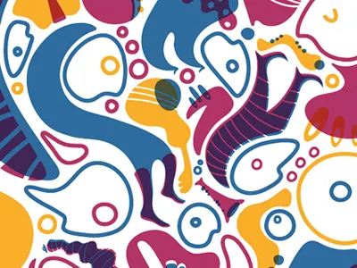 Obnoxious color illustration lithography pattern printmaking surface design vector