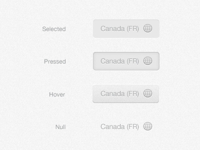 Region Selector buttons nav states tabs