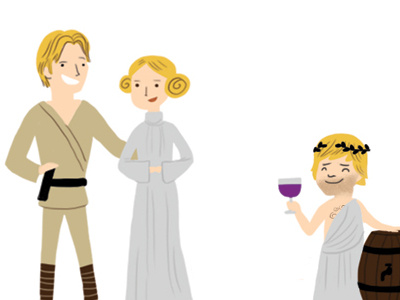 Game of Thrones Costume Party bacchus cersei lannister dionysos jaime lannister luke skywalker princess leia star wars tyrion lannister