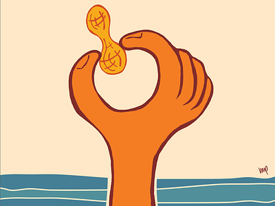 Anybody want a Peanut? art blue hand drawn illustration orange peanut pop tan vintage water