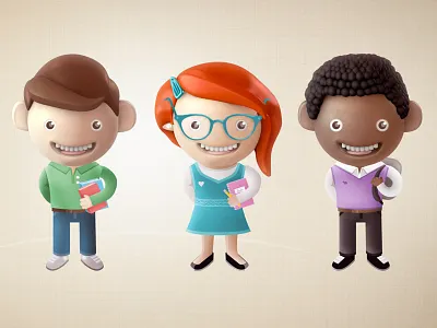 Students 2d 3d ben christie characters explainer school students