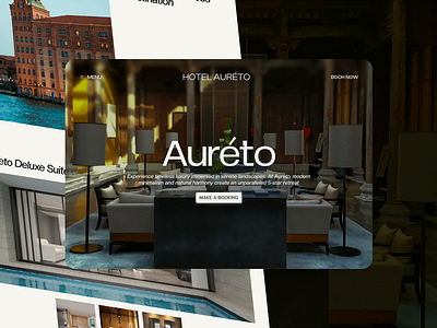 Auréto - Hotel Website / Landing Page aesthetic web design hotel hotel website landing page prototyping tourism website ui uiux user interface web design website