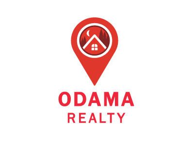 Realty Mark - Updated WIP house icon logo map marker mark moon realty realty logo site marker trees