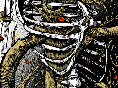 Art Print death life screen print skeleton tree