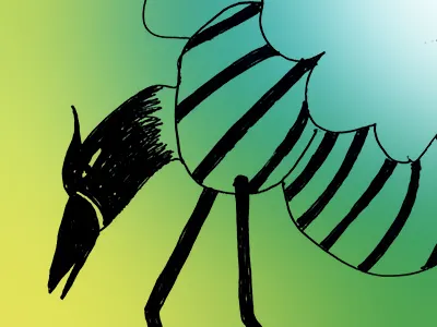 Fly bird illustration ink sketch