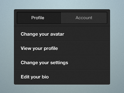 Vertical menu black blue list menu vertical