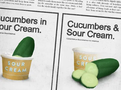 Cucumbers & Sour Cream cucumbers illustration newspaper sour cream texture typography