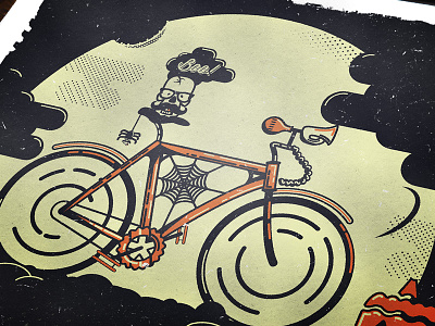 Boo... or whatever! bike boo clouds contest fixed gear fixie ghost halloween hipster illustration moon moustache pumpkin raybans skull t shirt threadless