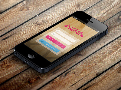 Dribbble App Login 5 app apple buttons dribbble interface ios iphone login pink sign in sign up twitter ui ux wood