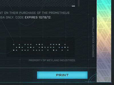 Certificate blue certificate dark holographic investor lines paper peter prometheus stock weyland