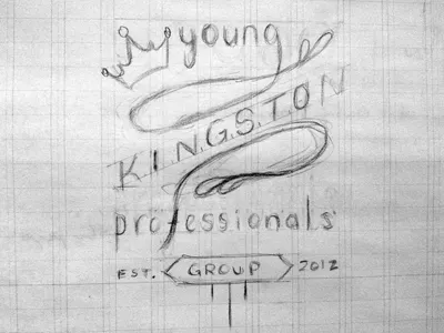 Kingston Young Professionals Group Logo Idea drawing hand hand drawn idea identity lettering letters logo pencil sketch type typography