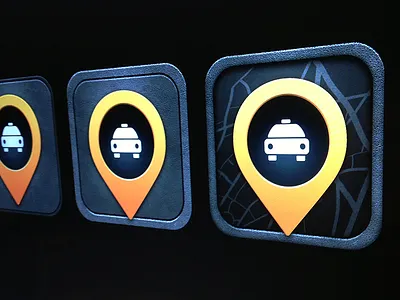 Taxi iOS icon evolution WIP app black dark evolution icon ios map pin taxi taxicar yellow