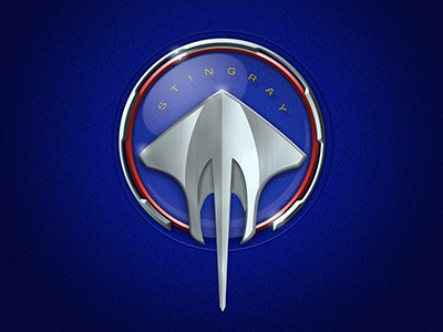 Stingray blue car emblem glass metal photoshop silver stingray