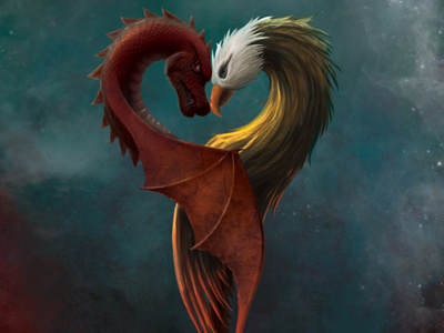 Dragon And Eagle illusign illustration