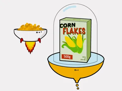 Spaceship flakes digital illustration kids vector web