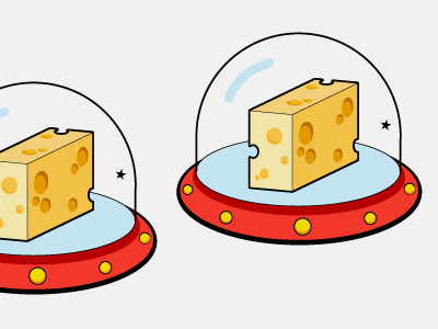 Spaceship cheese digital illustration kids vector web