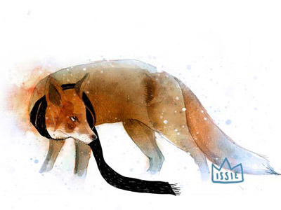 Fox with scarf drawing fox illustration issie