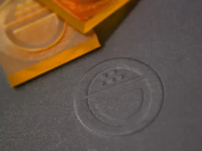 Logo Embossing black branding embossing logo orange paper print shape stamp