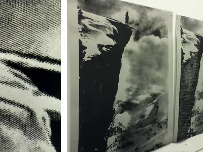 Well... halftone hand pulled poster screenprint serigraphy silkscreen skier wip