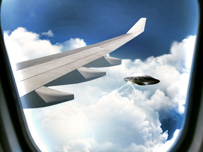 UFO photo manipulation photoshop plane sky ufo