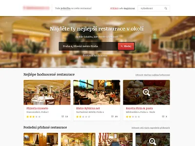 Restaurant catalogue site WIP blur catalogue comments czech grid red restaurant search stars zoom