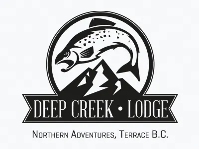 Deep Creek Lodge branding fish identity logo mountain