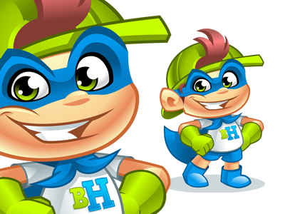 BackyardHeroes cartoon hero kid mascot vector