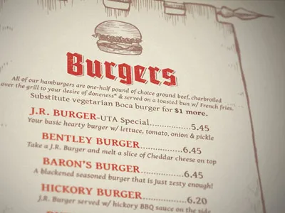 JR Bentley's Menu bentleys burger english food jr medieval menu pub restaurant