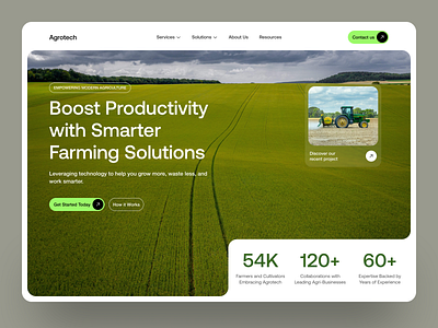 Agrotech - Modern Agriculture Hero agric agriculture design farm farm website landing page minimalistic modern modern farm ui web web design