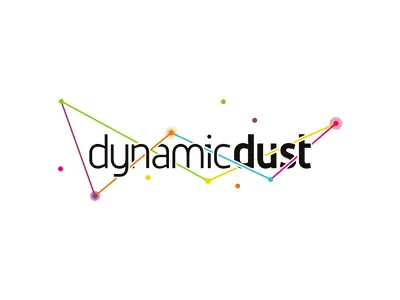 Dynamic Dust logo design for games and apps developer abstract space applications apps awarded featured brand branding colorful corporate visual identity creative developer dots circles points dust particles dynamic games gaming independent freelancer interactive lines paths logo logo design logo designer logotype mobile and desktop startups start ups start ups studio agency typographic typography type ui ux web design development wordmark