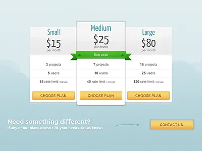 Pricing table best value button error featured plan price pricing project rate limit ribbon table user