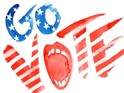 #GoVote blue calligraphy govote hand drawn type handpainted type illustration patriotic red stars stripes typography vote watercolor