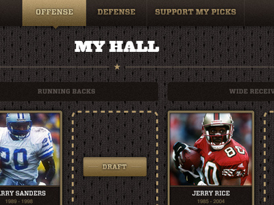 Allstate All-Hall Contest football ui design website